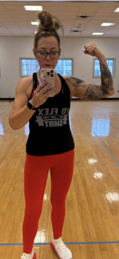 Lisa during a strength workout